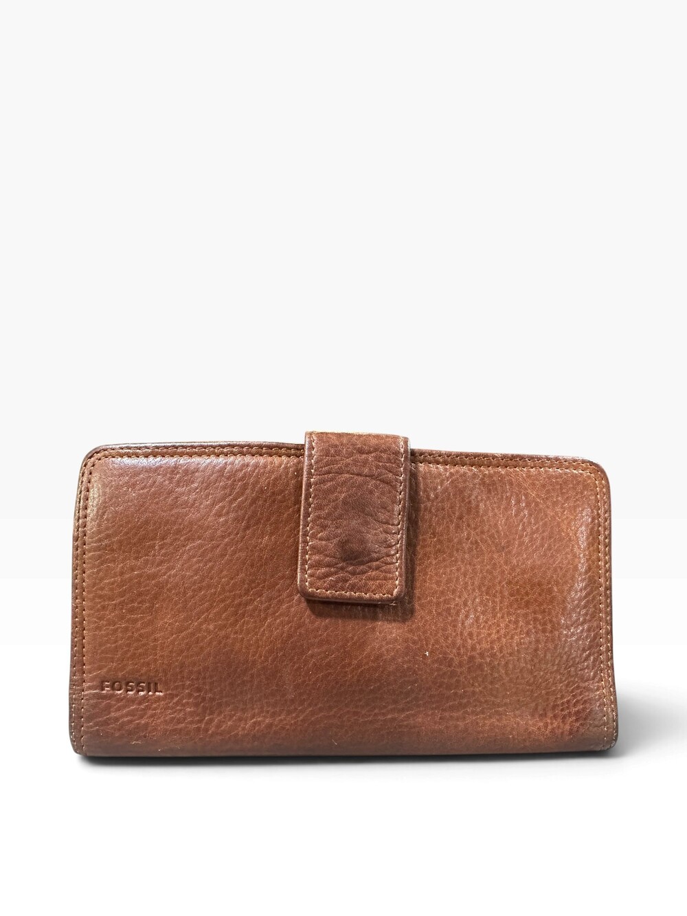 Fossil Brown Genuine Leather Wallet 7.75 Inch Wide